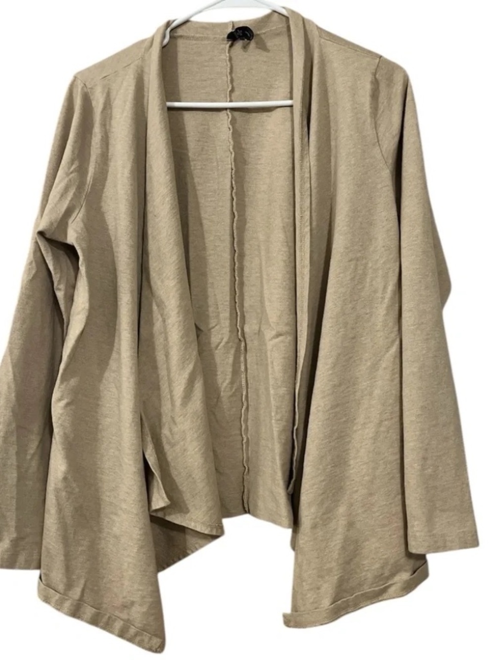 Allie & Rob Size Large L Tan Cardigan Sweater with Waterfall Front 6497